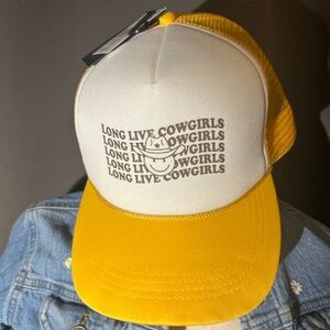 David & Young Yellow and White SnapBack Mesh Trucker Hat Cowgirl Hat - Country